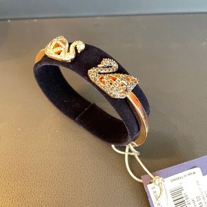 Swarovski Facet Swan bangle, Swan, Black, Mixed metal finish